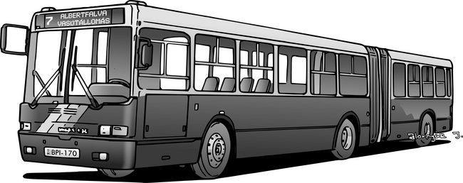 Ikarus 435 csuklós busz (7-es, szürke)